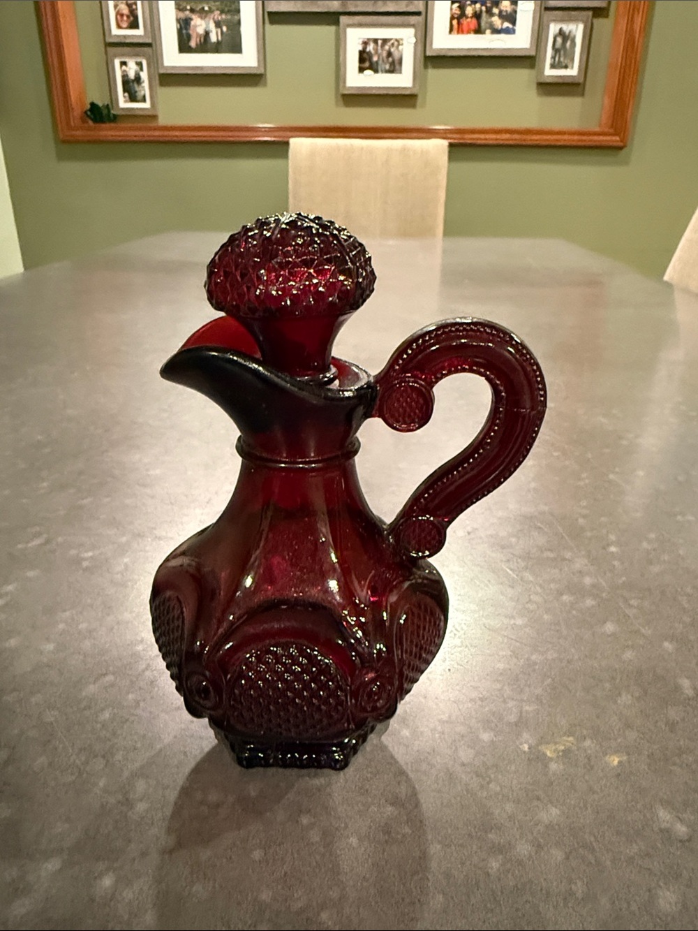 Avon Cape Cod Vintage Ruby Red Glass Pitcher Decanter - Home Art